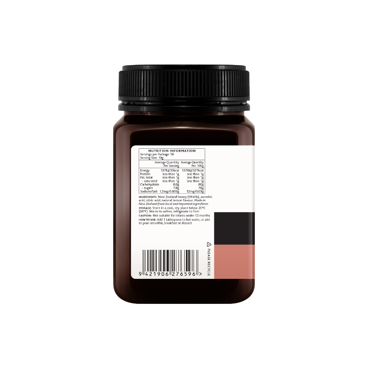 Mānuka Honey MGO 83+ with Lemon 500g